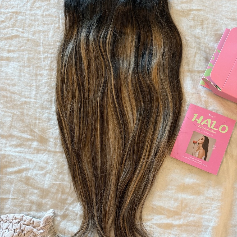 Halo Hair Extensions Brown Balayage 20inch